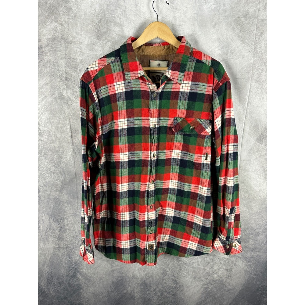 Legendary Whitetails Mens XL Buck Camp Flannel Shirt Red Green Plaid Corduroy